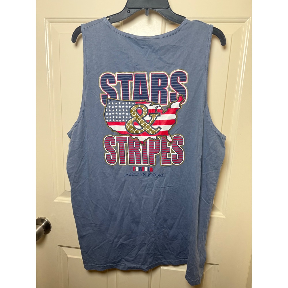 Jadelynn Brooke Stars & Stripes Forever Tank Top Blue Patriotic Graphic Large